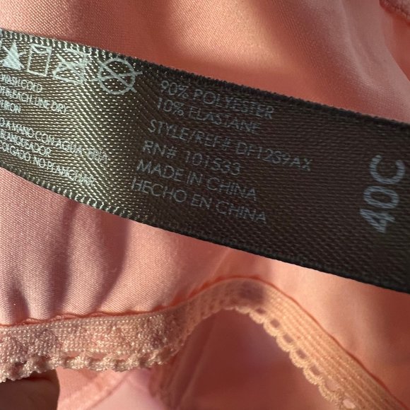 Daisey Fuentes Lace Padded Bra-Pale Pastel Peach Color-Wire V Front-40C-Gold - Picture 15 of 15